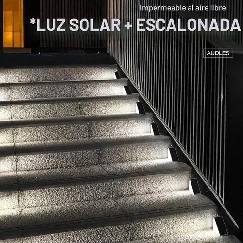 Vista 5 de AUDLES Luces LED Solares para Escalones Impermeables Luces para Escaleras Exteriores, Luz Solar para Terraza Decoración Exterior IP67 Luz de Blanco