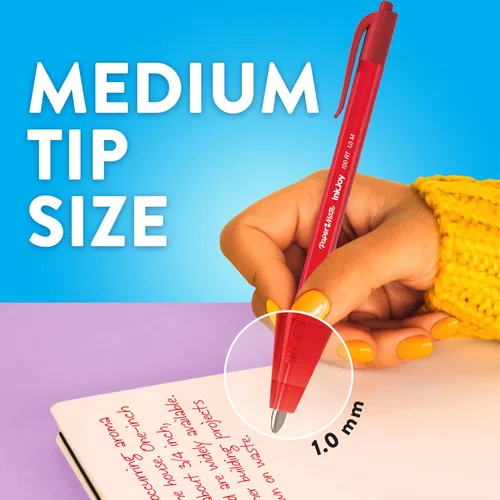 Vista 5 de Bolígrafos Paper Mate InkJoy 100RT retráctiles, punta mediana (1.0mm), colores surtidos, 20 unidades - Esenciales para maestros, suministros