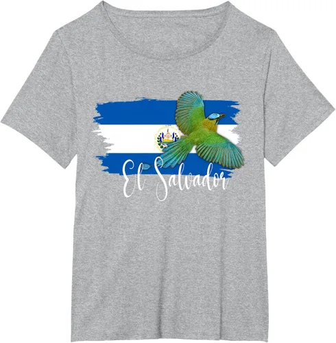 Vista 66 de Camiseta con la bandera de El Salvador, mapa de El Salvador, camiseta de Salvador para mujer, Negro
