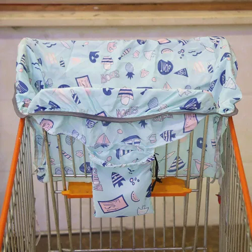 Vista 6 de Funda de asiento de bebé para carrito de compras, cobertura completa e higiénica, plegable y portátil con cinturón de seguridad, unisex, funda