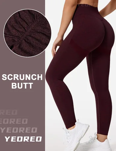 Vista 4 de YEOREO Leggings de entrenamiento profesionales cruzados para mujer, cintura cruzada en V, teñido anudado, sin costuras, pantalones de yoga