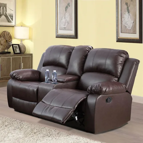 Vista 13 de Conjunto de sofá para sala de Estar, sillón reclinable de cuero transpirable, sofá de 3 plazas para cine en casa con portavasos para apartamento