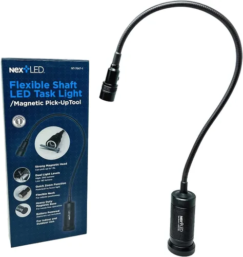 Vista 6 de NextLED NT-7647 linterna de cuello de cisne de 20 pulgadas con base magnética, LED Cree, lente zoomable, clasificación IP54 resistente al agua. Luz