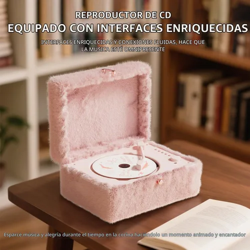 Vista 4 de Reproductor de CD rosa mullido con Bluetooth, control remoto
