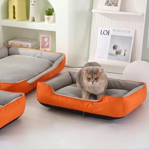Vista 3 de 1pc Cute Two-Tone Cat's Paw Pattern Pet Bed – Removable & Washable Cat Dog Bed, Thickened Non-Slip 4-Season Mat, Wear-Resistant Pet Sleeping Pad