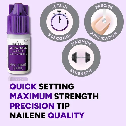 Vista 4 de Pegamento de uñas Nailene Ultra Quick, 0.10 onzas, paquete de de 1