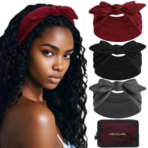 Vista 12 de S&N Remille Diademas Anchas para Mujeres, Banda para el Cabello Grande, Diadema Elástica Antideslizante con Nudo Trenzado, Accesorios para Yoga