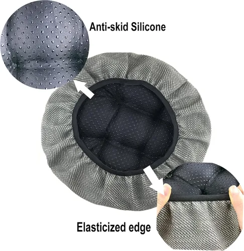 Vista 5 de HFCNMY Cojines para taburetes de bar, paquete de 2 fundas de asiento redondas acolchadas con bandas elásticas y parte inferior antideslizante