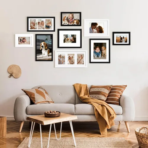 Vista 5 de KINLINK Marcos de fotos de 7 x 14 pulgadas, color negro, de madera maciza, con 3 aperturas, con plexiglás acrílico, para múltiples fotos de 4 x 6