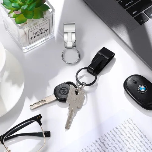 Vista 7 de Moxweyeni 4 piezas de clip para llaves de cinturón, llavero de metal de seguridad, anillo de clip para hombres, suministros de oficina en casa