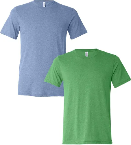 Vista 174 de Bella Canvas 3413c para hombre (1) Triblend verde + (1) Triblend rojo