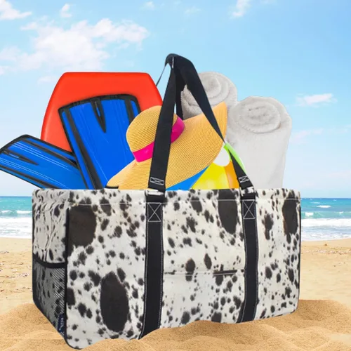 Vista 444 de NGIL Bolsa de comestibles reutilizable extra grande plegable de gran tamaño para comestibles, almacenamiento, picnic, playa, Estampado