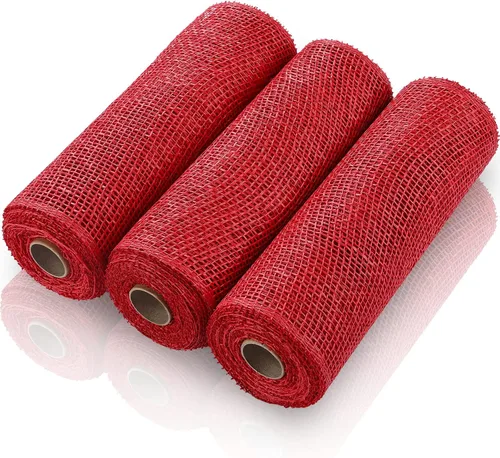 Vista 8 de 3 rollos de malla decorativa de arpillera de poli de 10 pulgadas de ancho, rollos de cinta de malla decorativa de poli para envolver, para Verde