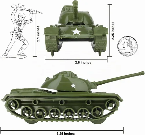Vista 7 de TimMee Cubo de soldados de ejército - Verde OD vs. Tostado 54 piezas de juego de soldados - Fabricado en EE. UU