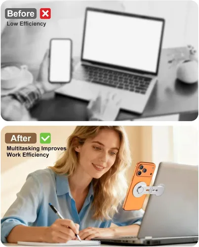 Vista 5 de Aporia - Compatible con MagSafe iPhone +12 soporte de montaje lateral para computadora portátil, extensor de monitor EV, brazo magnético