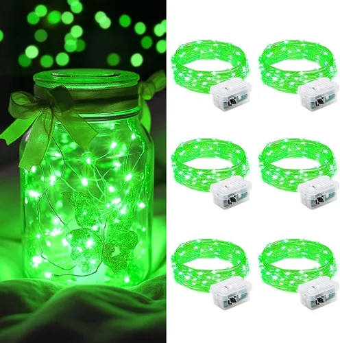 Vista 18 de AIKEI Paquete de 12 luces LED de hadas que funcionan con pilas, guirnaldas de luces impermeables de 7 pies, 20 luces LED de luciérnagas estrelladas