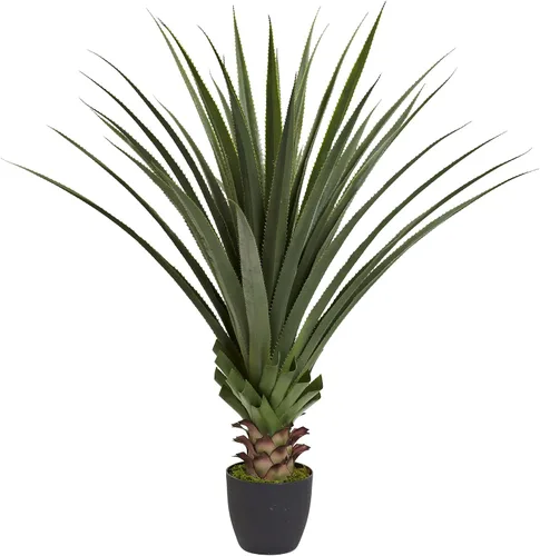 Vista 2 de Nearly Natural Planta de agave con pinchos de 4 pies y plantas artificiales de seda Dracaena (tacto real), color verde