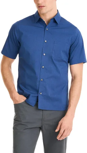 Vista 15 de Van Heusen Camisa de cuadros de manga corta con cuello abotonado para hombre sin arrugas
