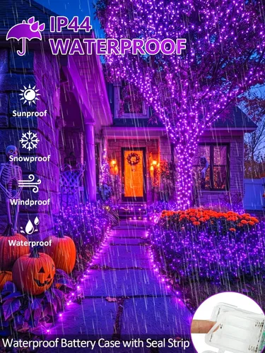 Vista 5 de Serie de luces LED RGB parpadeantes que cambian de color, funciona con pilas, para decoración de interiores y exteriores, con temporizador y control