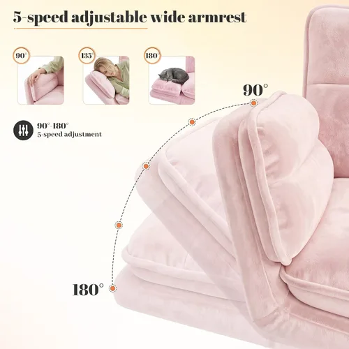 Vista 5 de DurayLoly Silla Criss Cross con ruedas, silla de escritorio rosa con reposabrazos ajustables, silla de tocador con respaldo para dormitorio, sala