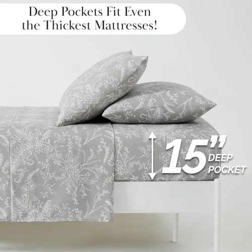 Vista 76 de Southshore Fine Living, Inc. Colección Winter Brush, juego de sábanas de 3 piezas para cama individual, sábana bajera con bolsillo profundo de 14