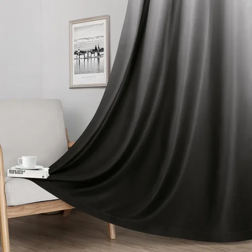 Vista 7 de HOMEIDEAS Cortinas negras 100% opacas degradadas, 52 pulgadas de ancho x 63 Negro