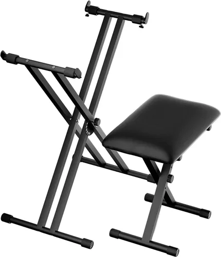 Vista 8 de Keyboard & Bench Set, 2024 Upgrade Heavy Duty Double-X Keyboard Stand, Adjustable & Portable Digital Piano Stand with Locking Straps