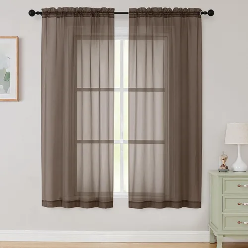 Vista 136 de 2 paneles de cortinas traslúcidas blancas para dormitorio, sala de estar, 96 pulgadas de largo, modernas, suaves, ligeras, con bolsillo para barra