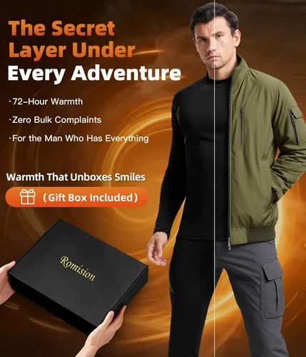 Vista 4 de romision 2 Pack Thermal Underwear for Men Long Johns Fleece Lined Hunting Gear Bottom Top Set Base Layer Cold Weather XS-4XL