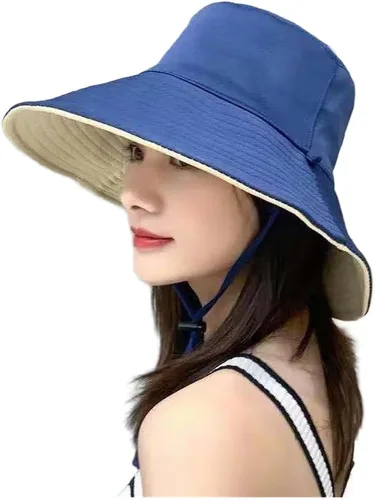 Vista 7 de Women's Wide Brim Fisherman Hat UV Protection Foldable Adjustable Sun Beige