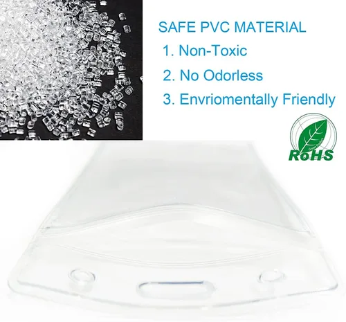 Vista 4 de 5 piezas de soporte grueso para tarjetas de identificación con nombre, resistente, impermeable, de plástico transparente, de PVC, bolsillo Horizontal
