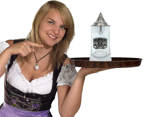 Vista 6 de OktoberfestHaus - Medallón de metal del Bayern alemán de 0,5 litros para hombre, con tapa de metal, taza de cristal