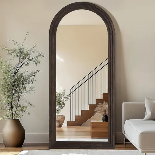 Vista 13 de MirrMuse Arched Floor Full Length Mirror with Wood Frame, 56"x21" Rustic Farmhouse, Free Standing, for Bedroom Living Room Store, Leaning or Wall