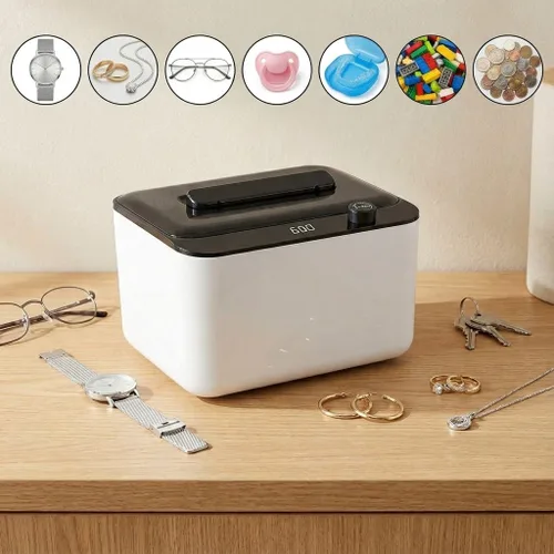 Vista 4 de Limpiador ultrasónico, limpiador ultrasónico de joyería de 45 kHz, limpiador de retenedores dentales para joyas, anillos, gafas, correa de reloj