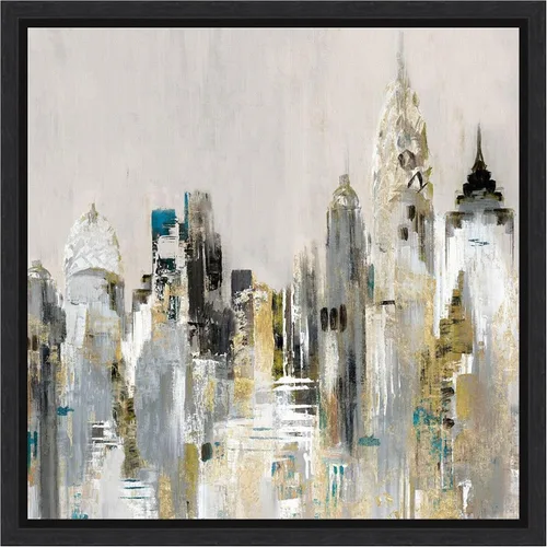 Vista 18 de Amanti Art Lienzo enmarcado para pared, paisaje urbano dorado de 16 x 16 pulgadas, por Valerie Mravyan, lienzo enmarcado para pared, obras de arte