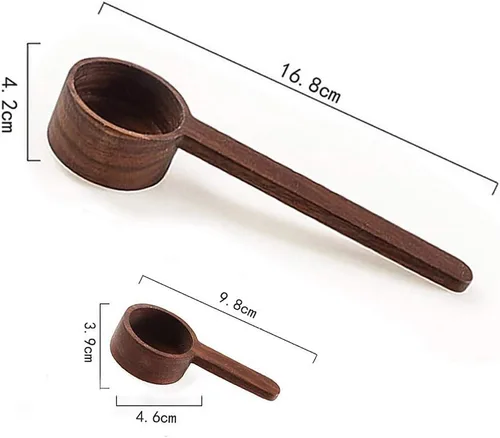 Vista 3 de Cucharas de madera para botes, cuchara de café, cuchara de café molido de madera estilo coreano de 16.8 cm, medición para granos molidos o té