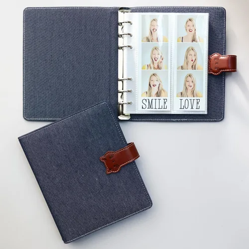 Vista 17 de Álbum de Fotos de Cabina de Fotos 2x6 - Cuaderno con Purpurina de 6 Anillos Carpeta Brillante con 20 Fundas para Fotos de 2 por 6 - Se Adapta a 80