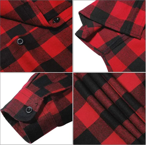 Vista 3 de Camisa casual de franela de manga larga con botones y pañuelo