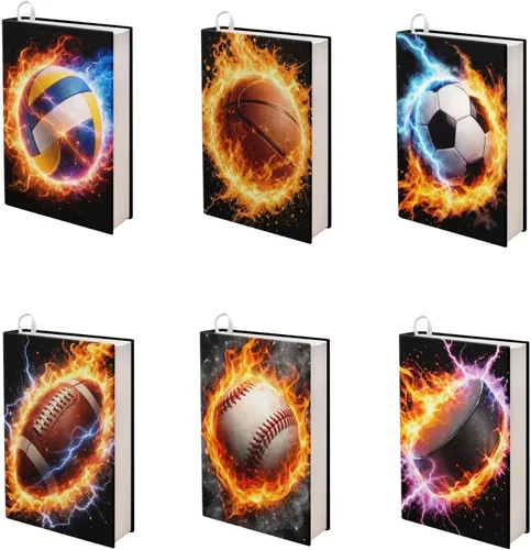 Vista 42 de Rnyleeg Paquete de 6 fundas protectoras de libros de bolsillo para niños, con temática deportiva, elástica, para amantes de los libros, estudiantes