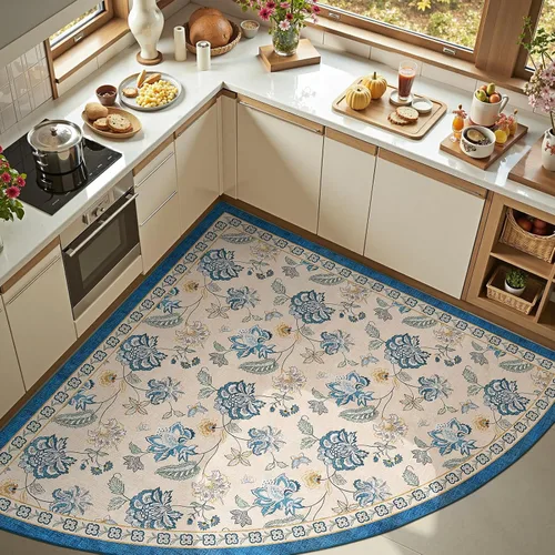 Vista 119 de jinchan Fiora - Alfombra lavable de área pequeña, alfombra de entrada floral de medio círculo de 2 x 3, tapete de media luna de pelo bajo, suave