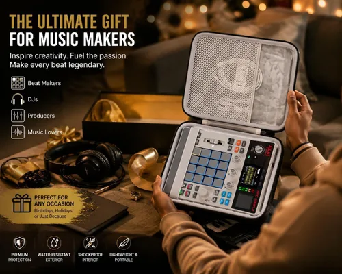 Vista 8 de Estuche rígido de viaje compatible con Akai Professional MPC Sampler portátil independiente, bolsa de transporte (gris-negro)