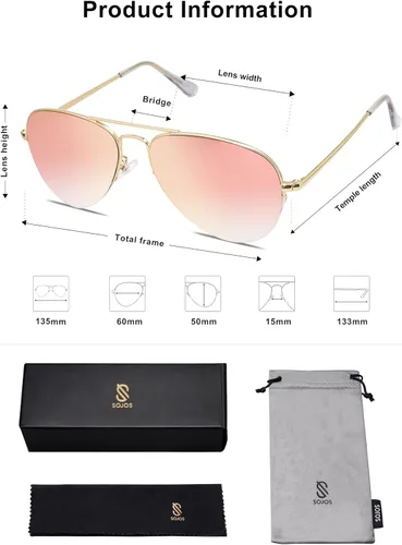 Vista 6 de SOJOS Men's Women's Aviator Sunglasses, Classic Semi Metal Frame INSPIRATION SJ1106