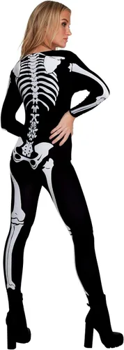 Vista 3 de Morph, Disfraz de esqueleto para mujer, disfraz de esqueleto para mujer, disfraz de esqueleto de Halloween para mujer