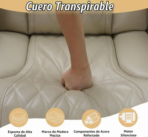 Vista 6 de Juego de sofá reclinable eléctrico, juegos de muebles de sala de estar, juego de sofá modular de cuero con luces LED, portavasos, consola