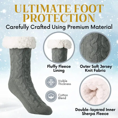 Vista 5 de Debra Weitzner Calcetines peludos para mujer, con forro polar, sherpa de Navidad, súper suaves, cálidos y esponjosos