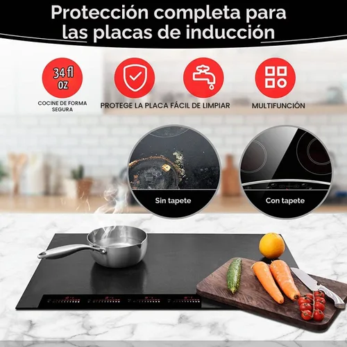 Vista 4 de KITCHENRAKU KR Alfombrilla protectora grande para placa de inducción de 21.2 x 35.4 pulgadas, (magnética) de grado alimenticio, cubiertas