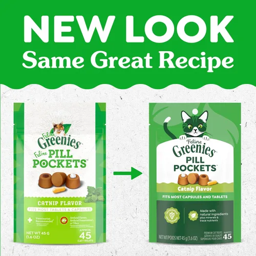 Vista 10 de Greenies Bolsitas para píldoras felinas para gatos Golosinas naturales suaves para gatos, sabor a hierba gatuna, bolsa de 1.6 oz. (45 golosinas)