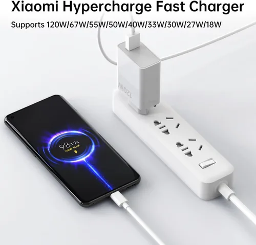Vista 2 de 120 W 100 W 90 W cargador europeo adaptador de enchufe de viaje para xiaomi 17 15 14 13 12 14t 13t 12t 12s pro lite redmi nota K80 K70 K60 K50 11