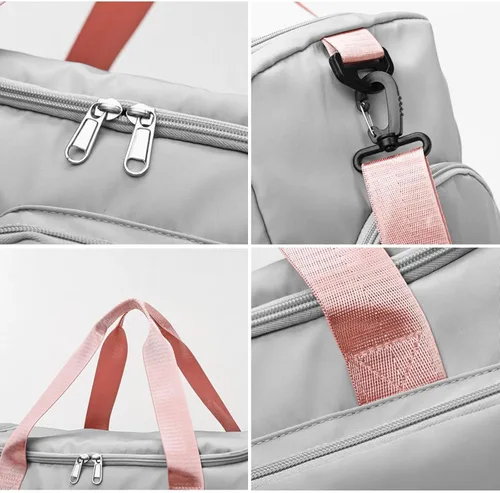 Vista 5 de Suruid Bolsa de gimnasio deportiva con compartimento para zapatos, bolsa de viaje con bolsillo separado seco y húmedo para hombres y mujeres, bolsa