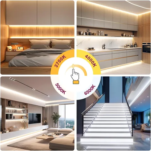 Vista 8 de EMITEVER COB Tira de luz LED sintonizable blanca 2700K-6500K, kit de cinta LED CCT regulable de 24 V de 16.4 pies, alta densidad 3200 LED CRI90+